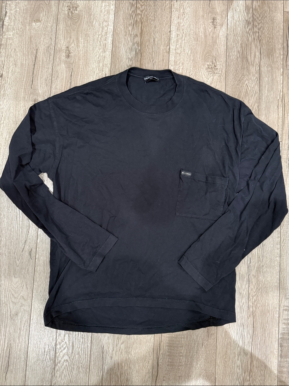 Balenciaga Black Long-Sleeve Pocket Tee